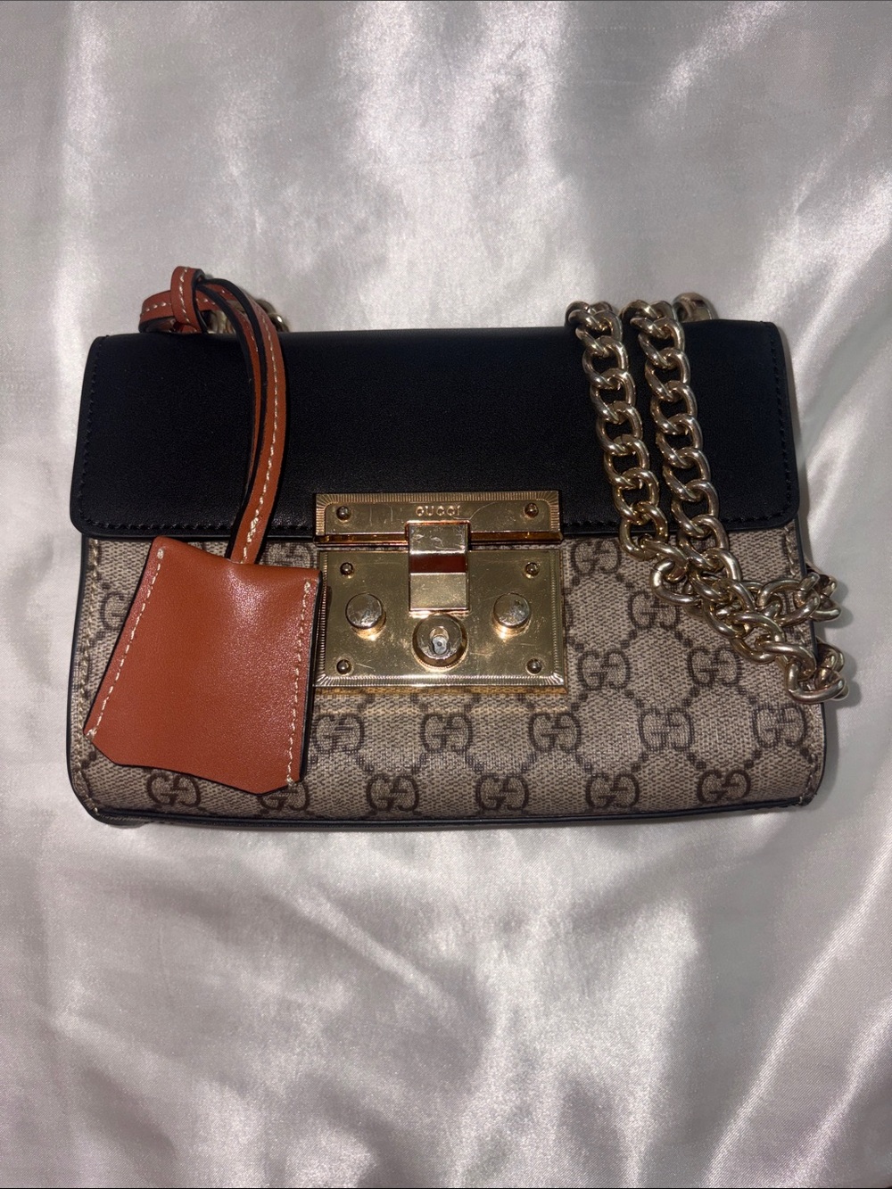 Gucci Black, Brown & Tan GG Supreme Chain Shoulder Bag